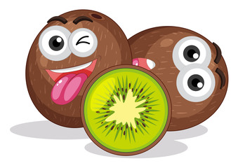 Kiwi Fruit with Facial Expression