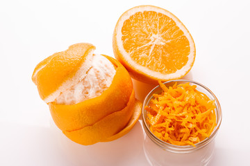 Fototapeta na wymiar oranges and juice on a white background