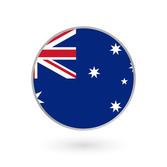 Australia flag icon isolated on white background. Australian round badge. Vector illustration. 