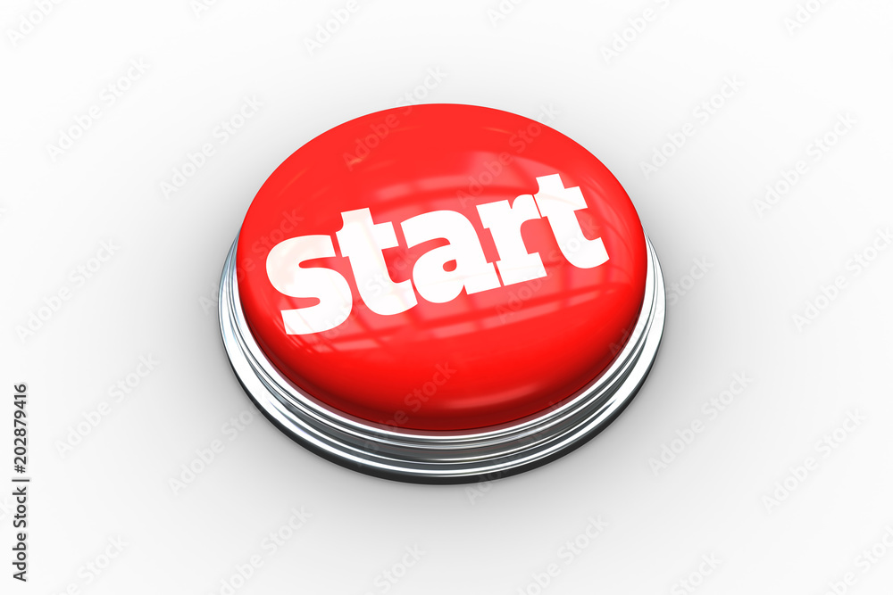 Poster the word start on digitally generated red push button