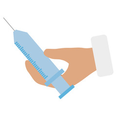 doctor with medical injection vector illustration design