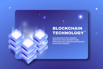 Cryptocurrency and blockchain technology isometric illustration. High technology of future. Concept of big data center, energy station, 3d server room rack