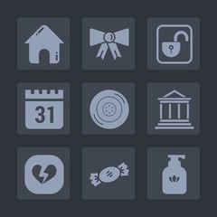 Premium set of fill icons. Such as food, suit, bow, calendar, day, soap, concept, schedule, heart, clothing, automobile, tie, time, hygiene, architecture, business, money, estate, liquid, bank, real