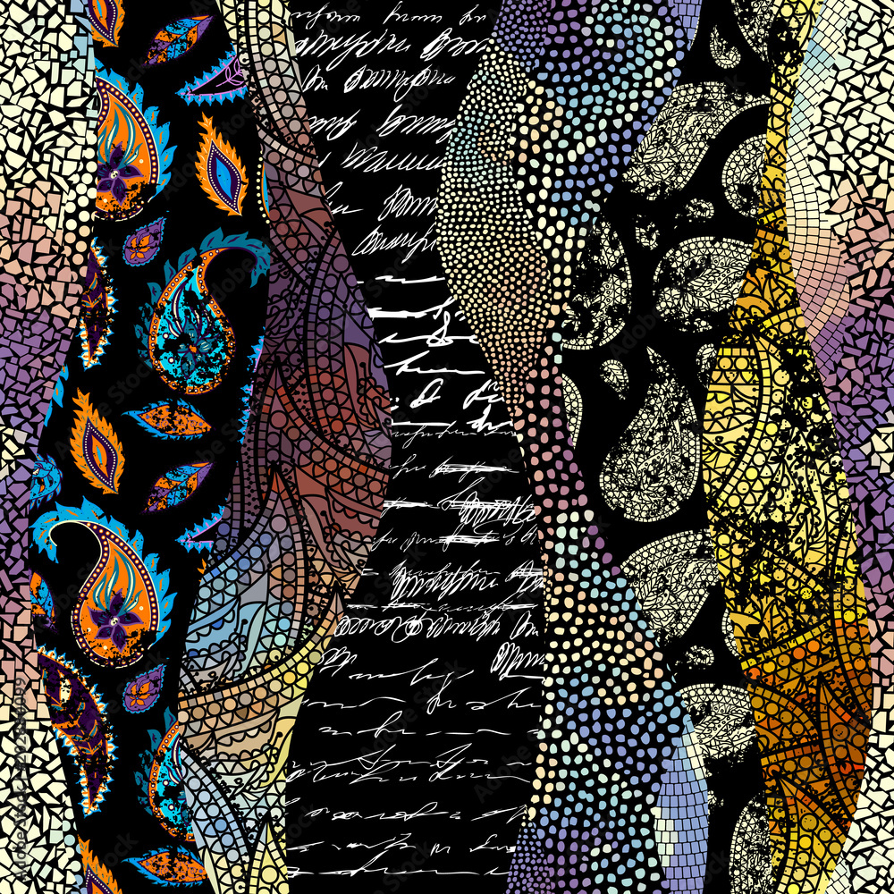 Poster seamless background. geometric abstract pattern of rectangles in scrapbook style.