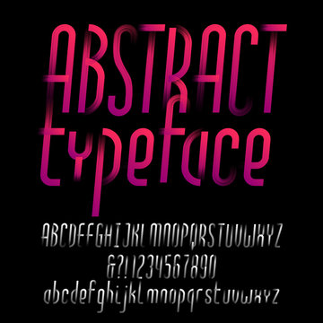 Abstract alphabet typeface. Oblique type letters and numbers. Uppercase and lowercase. Vector font for your design.