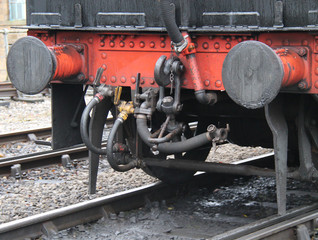 Fototapeta na wymiar The Connectors and Pipes at the Rear of a Steam Train.
