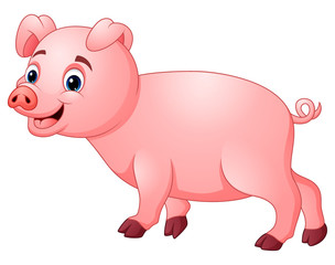 Little pink pig are walking