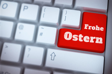 Red enter key on keyboard against frohe ostern