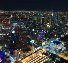 Fototapeta na wymiar Melbourne Australia cityscape by night.