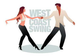Young couple dancing swing. West Coast Style - obrazy, fototapety, plakaty