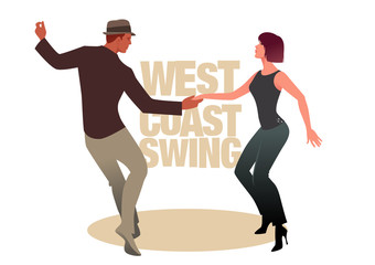 Young couple dancing swing. West Coast Style