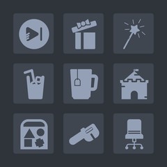 Premium set of fill icons. Such as fantasy, cup, comfortable, tower, drink, decoration, tea, bow, box, cold, building, architecture, christmas, ribbon, castle, gift, armchair, hammer, music, button