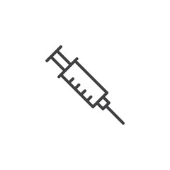 Medical syringe outline icon. linear style sign for mobile concept and web design. Syringe injection line vector icon. Symbol, logo illustration. Pixel perfect vector graphics