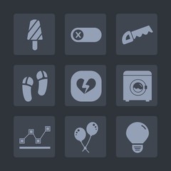 Premium set of fill icons. Such as stats, popsicle, electric, electrical, love, dessert, cold, off, frozen, switch, work, footwear, turn, fruit, heart, birthday, light, chart, slipper, deactivate, saw