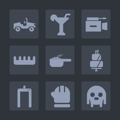 Premium set of fill icons. Such as car, liquid, hair, machine, scan, beverage, space, microphone, meal, cake, transportation, xray, food, pot, video, camera, care, alien, brush, glass, martini, film
