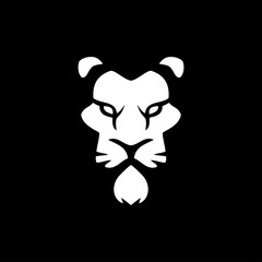 Logotipo cabeza de leon espacio negativo en fondo negro