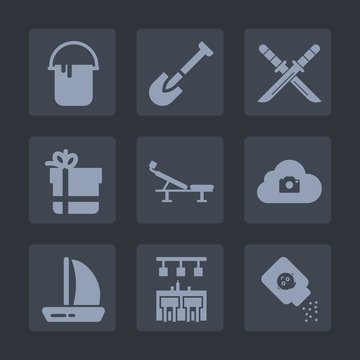 Premium set of fill icons. Such as construction, boat, wind, drill, japanese, wall, screwdriver, box, tool, web, ninja, fitness, cloud, warrior, painter, weapon, decoration, interior, home, bow, house