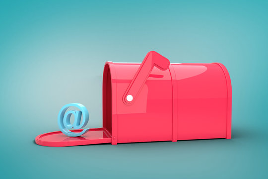 Red Email Post Box Against Blue Vignette Background