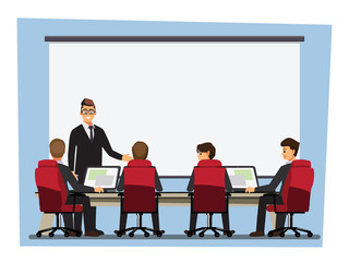 Business People Having Board Meeting,Vector illustration cartoon character.