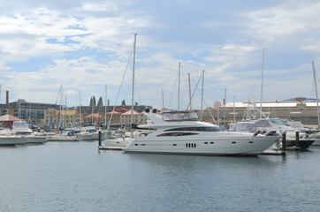 Fototapeta na wymiar Yacht harbour in Sullivans Cove Hobart Tasmania Australia 