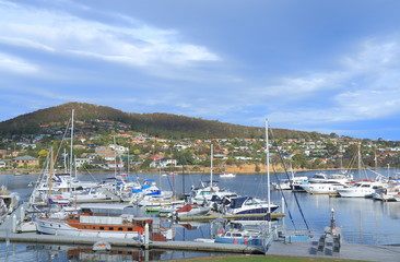 Yacht harbor in Hobart Tasmania