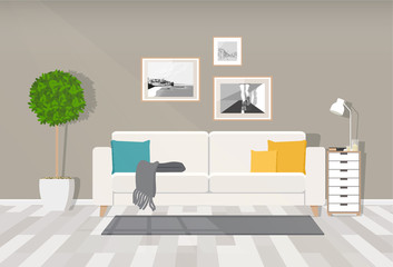 Modern interior design of a living room or office space in an industrial style.