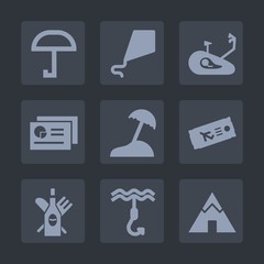 Premium set of fill icons. Such as fitness, fly, rain, childhood, adventure, ticket, leisure, palm, alcohol, biking, weather, glass, meteorology, protection, joy, happy, camp, sign, plane, mountain