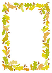 Autumn oak frame background - vector illustration