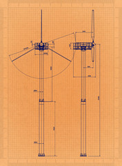 Wind Turbine - Retro Blueprint