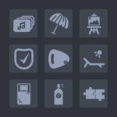 Premium set of fill icons. Such as file, brush, room, white, musical, summer, season, paint, security, sound, business, paintbrush, sun, color, sunny, umbrella, guitar, web, internet, electric, spray