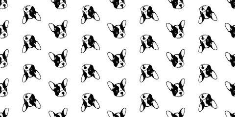 Dog seamless pattern french bulldog vector isolated face puppy doodle background wallpaper