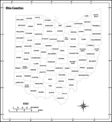 Fotobehang ohio state outline administrative and political vector map in black and white © lesniewski