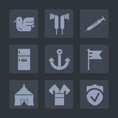 Premium set of fill icons. Such as freezer, home, animal, object, usa, flag, america, audio, nautical, needle, check, metal, tool, nature, wildlife, stereo, cold, appliance, earphone, security, white