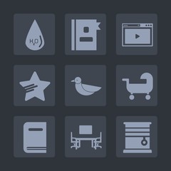 Fototapeta premium Premium set of fill icons. Such as information, white, office, education, library, table, drop, contact, flight, desk, list, phone, clean, liquid, business, directory, internet, interior, telephone