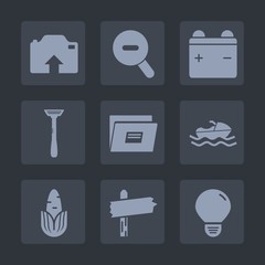 Premium set of fill icons. Such as transportation, electricity, idea, corn, ocean, power, food, object, charge, ship, simple, vegetable, razor, business, file, document, camera, graphic, transport