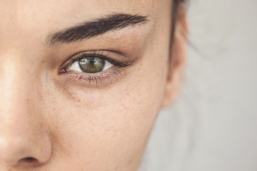 Brown eye of young woman
