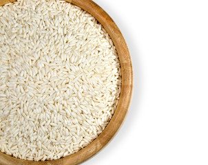 Fototapeta na wymiar Rice heap in bowl top view
