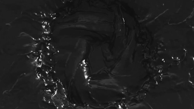 4k seamless loop of heavy black oil swirling