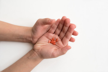 Children's hands hold cucumber seeds