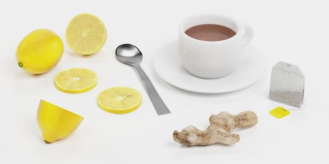 Obraz na płótnie Canvas 3D Render of Healthy Tea