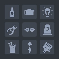 Premium set of fill icons. Such as coffee, sunglasses, bottle, clean, bulb, juice, liquid, drill, dentistry, medical, drink, brush, style, glasses, espresso, cream, idea, beverage, hippie, sweet, cup