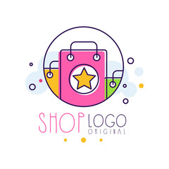 Shop original logo template, bright sale badge