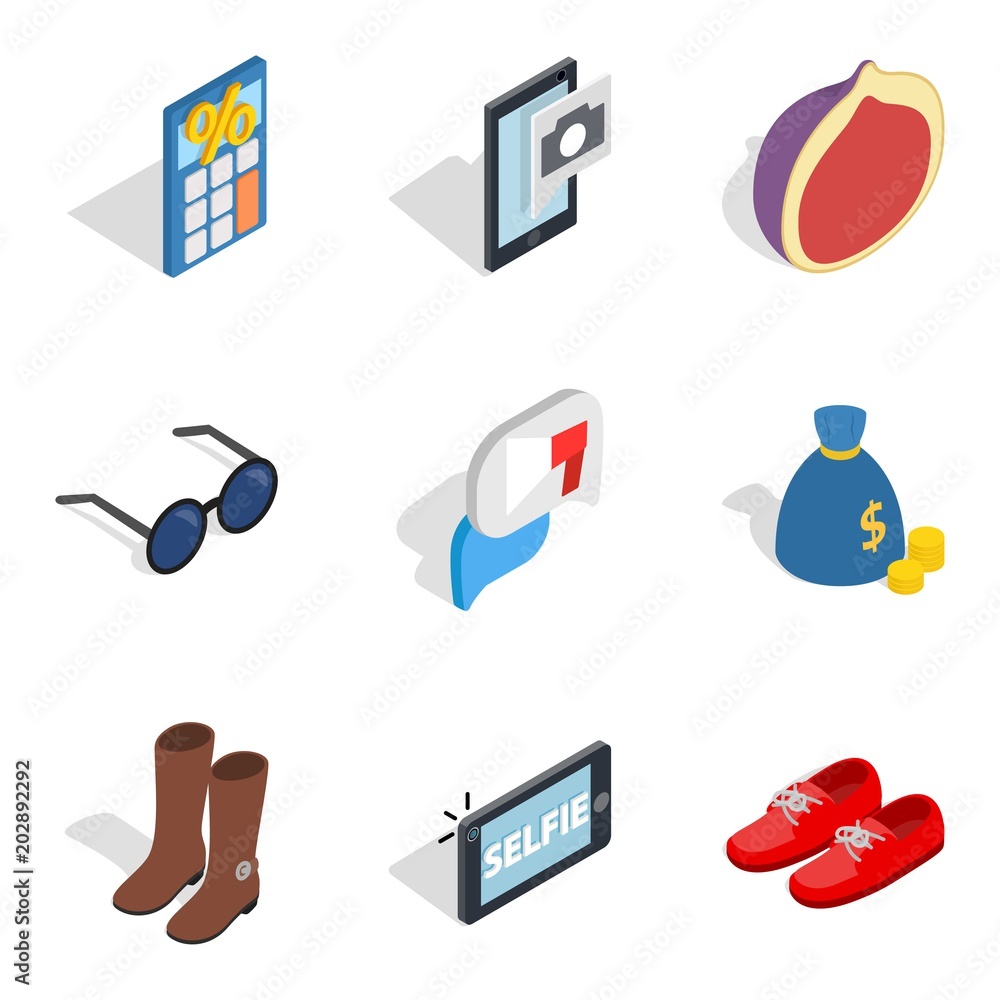 Aufkleber unmarried icons set. isometric set of 9 unmarried vector icons for web isolated on white background