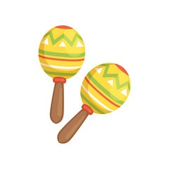 Brightly colored maracas, traditional symbol of Mexico vector Illustration on a white background