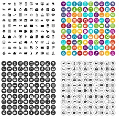 100 postal service icons set vector in 4 variant for any web design isolated on white