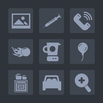 Premium set of fill icons. Such as comet, astronomy, pan, balloon, oven, party, bright, celebration, equipment, background, art, sign, cooking, picture, decoration, happy, tool, birthday, zoom, button