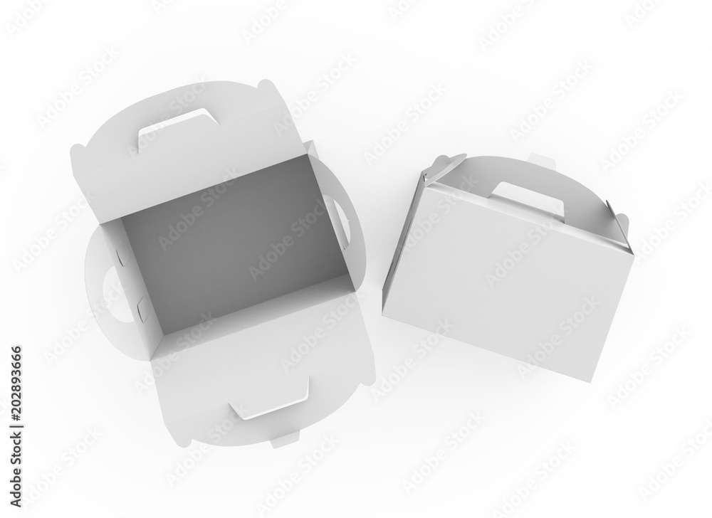 Sticker blank paper box with handle