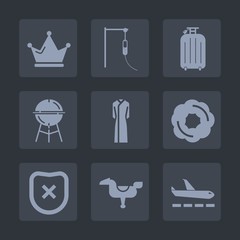 Premium set of fill icons. Such as airport, meat, medicine, protection, dessert, barbecue, plane, female, hospital, cooking, fashion, grilled, kid, sweet, food, suitcase, hot, bbq, princess, grill