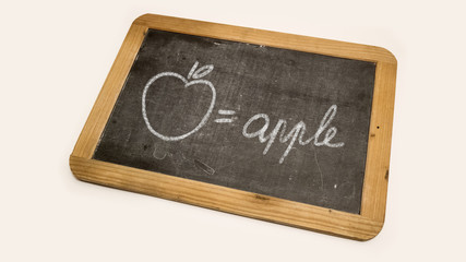 drawing of an apple on a blackboard