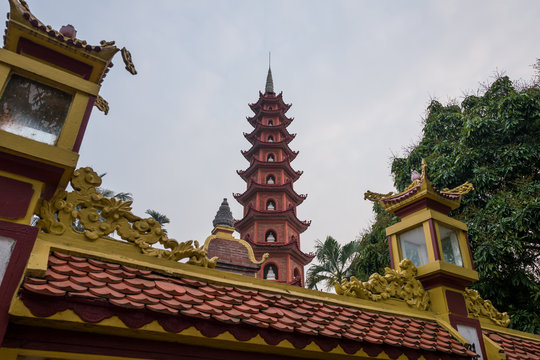 The chua tran quoc temple in Hanoi, Vietnam.
